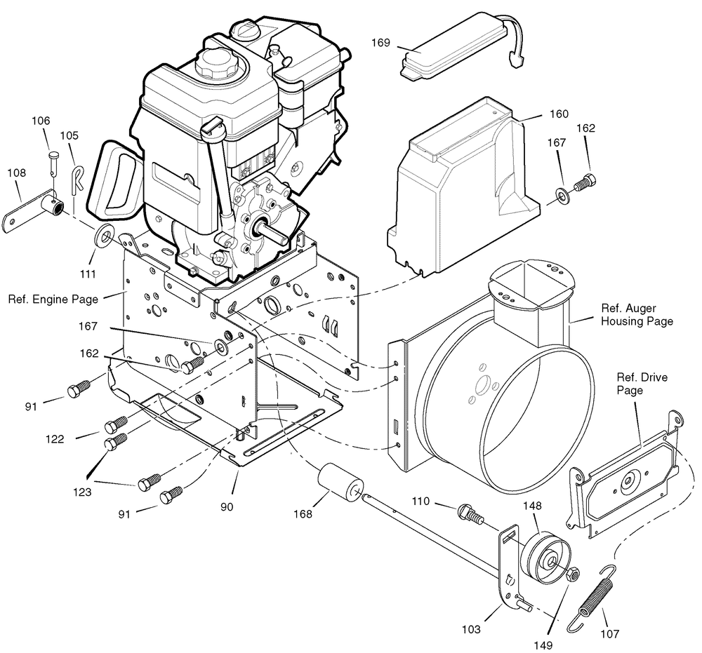 Frame Diagram and Parts List for 628104X16B 2004 Briggs and Stratton Snow Blower